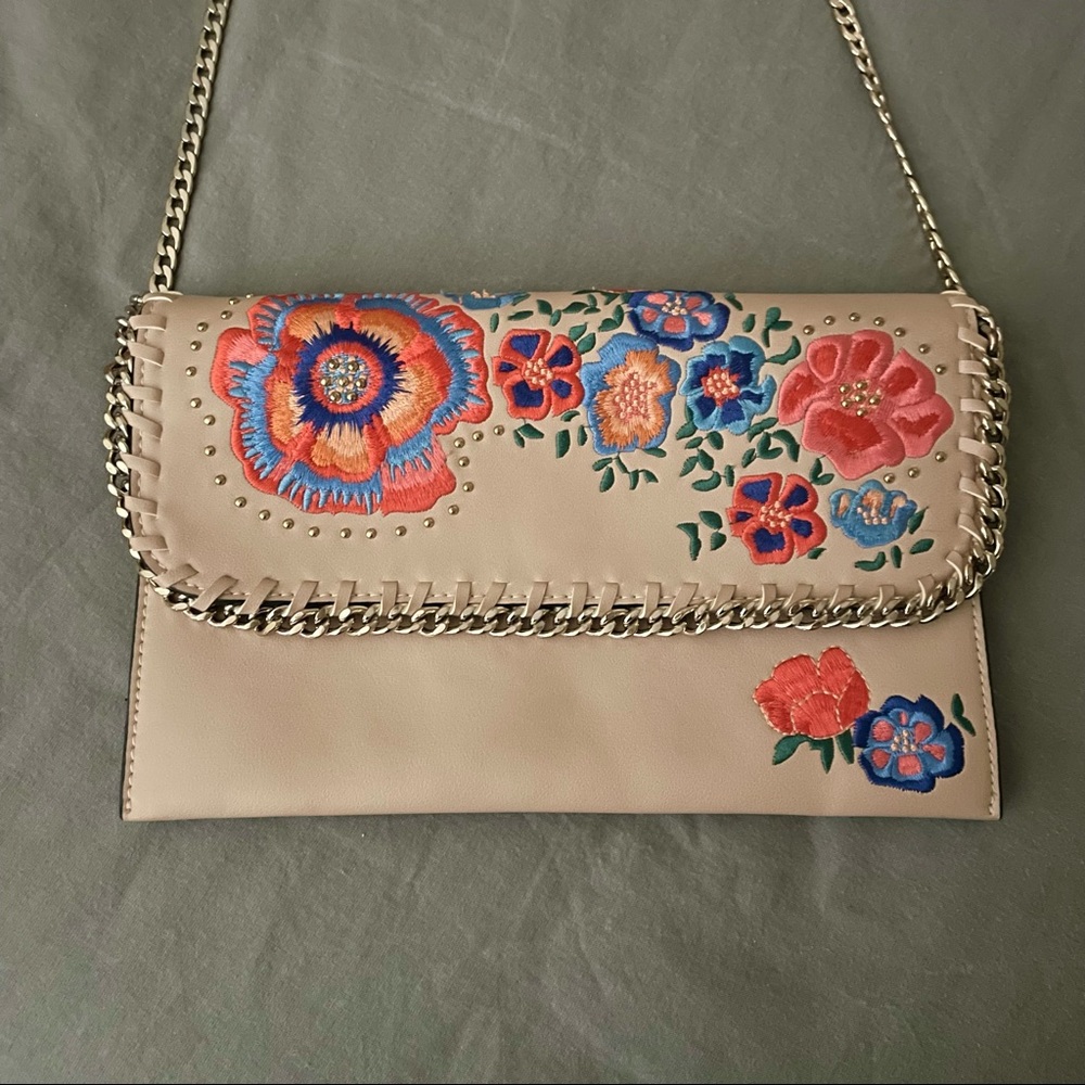 Topshop Embroidered Floral Clutch